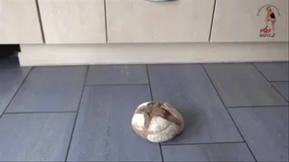 Bread under hard wooden Sandals