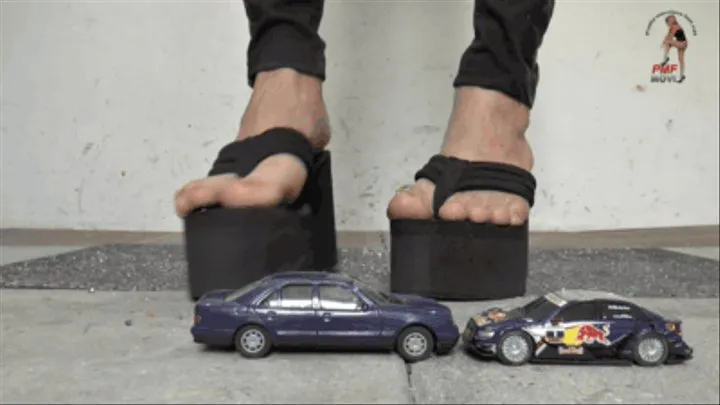 Toy Cars under Flip-Flops