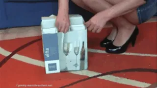 Champagne glasses crushed in the Box