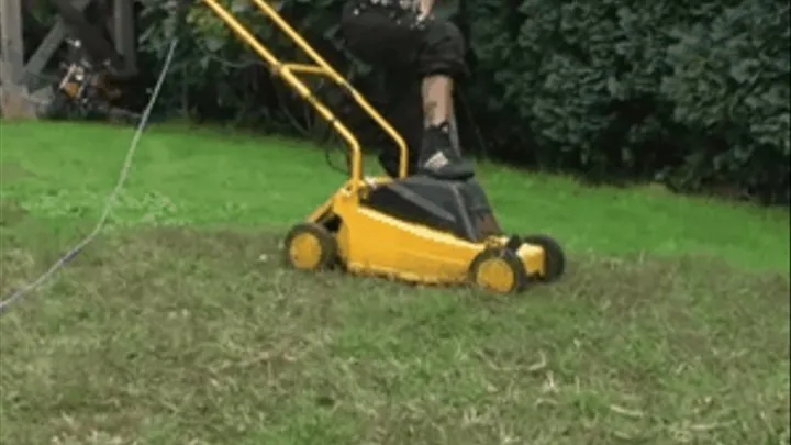 Lady B cuts the lawn 1