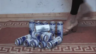 Cans crushed under sweet naked feet