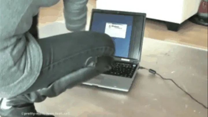 Working Laptop crushed under Boots