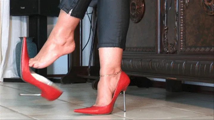 Red Italian Stiletto Pumps 3 - Dangling