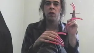 Smoking with 3 inch + long pink nails on [ DivX]