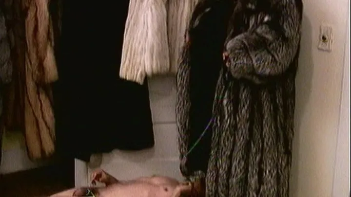 slave sneaking in Mistress's Fur closet