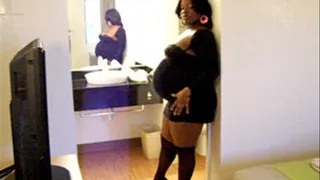 BIG BELLY 8 MONTH PREGNANT EBONY N BLACK LINGERIE
