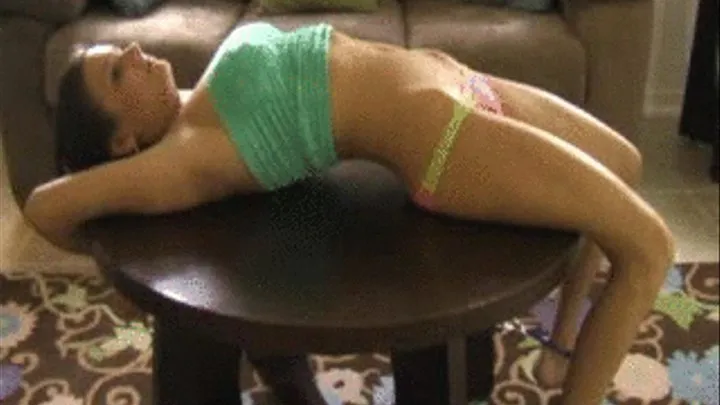 Emily tickled and vibrated on the coffee table - from another angle - 7