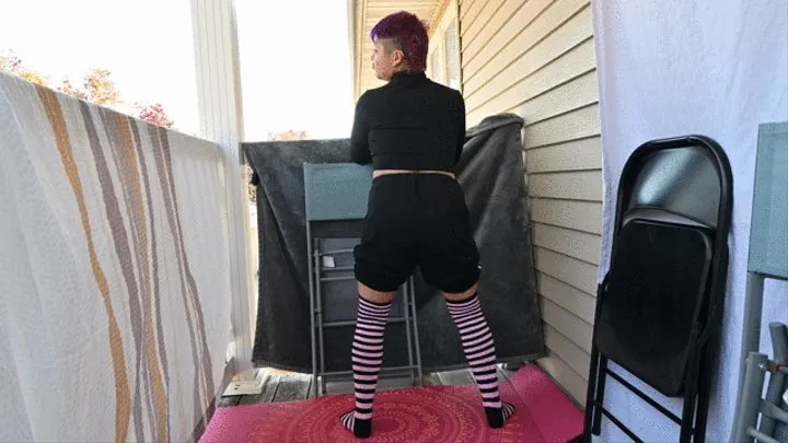 Dylan ballbusting knees in socks