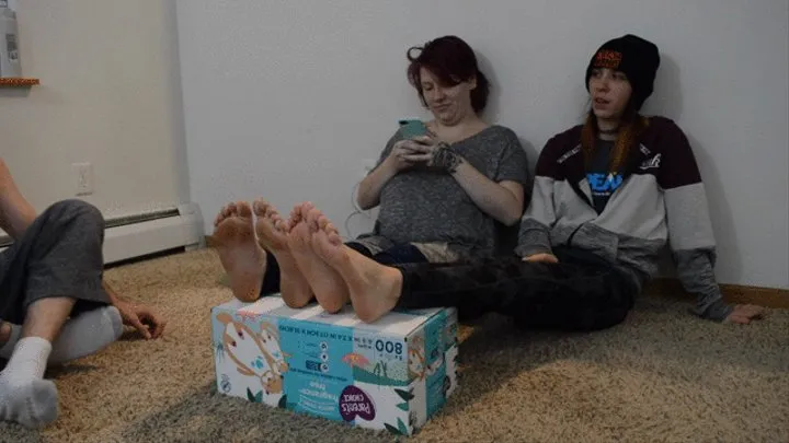 Alice and Rhea relax while I worship their feet