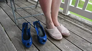 Lola dips her feet from slippers to heels