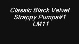 Classic Black Velvet Strappy Pumps#1 LM11