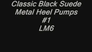 Classic Black Suede Metal Heel Pumps#1 LM6