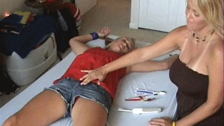 Kristin Spread Eagle Belly Button Tickle