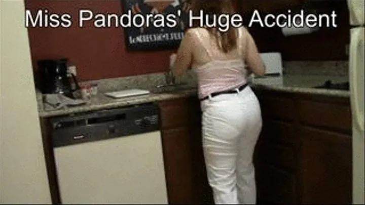 INEED2PEE - MILF Pandora wetting her white pants in kitchen