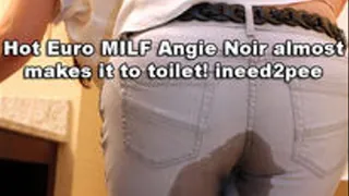 INEED2PEE - Angie MILF PlSSING her tight pants almost made it!