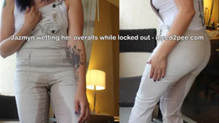 INEED2PEE - Jazmyn pees her overalls locked out