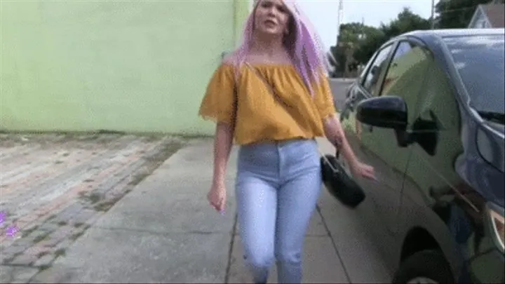 INEED2PEE Olivia Locked Out & Pissing Skintight Jeans