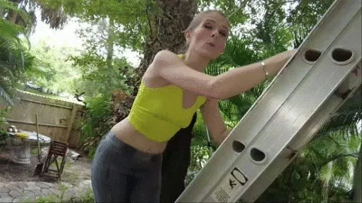 INEED2PEE Kitty Quinn Stuck on Ladder Wetting herself