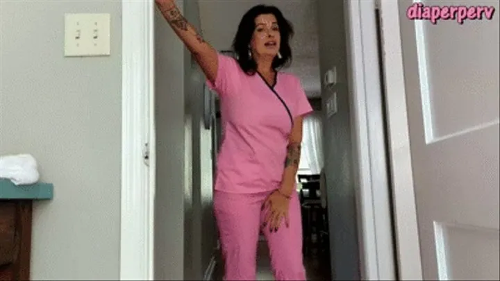 INEED2PEE Nurse Brandon wetting her scrubs uniform pee