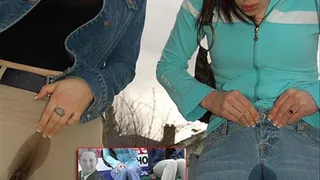 Embaressing public wetting pee her jeans accident Janessa & Alex @ BusStop