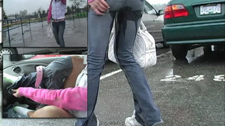 Public pee pants wetting accident, Mandy piss her tight jeans!