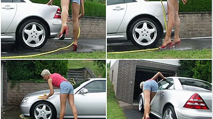 Car wash - never ending legs in a soft, tan pantyhose - Part 2