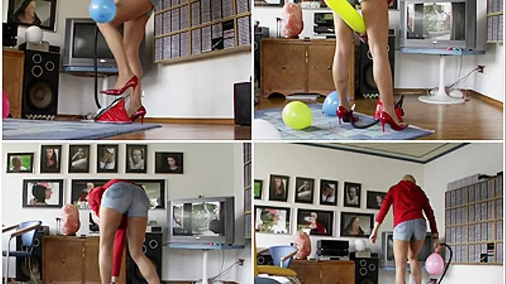 Pump up the balloons with red pumps