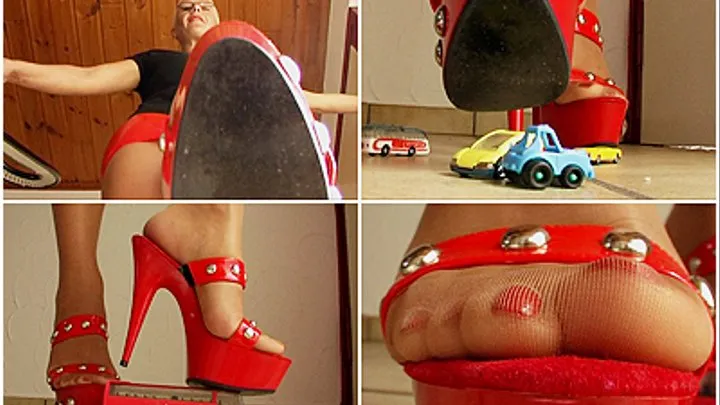 Giantess - different cars are the victim of my shoes