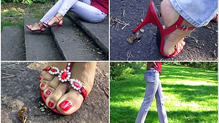 crack the nuts with red sandals