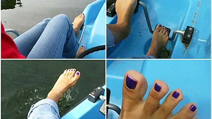 bare footed in pedal boat