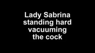 Lady Sabrina vacuum standing man