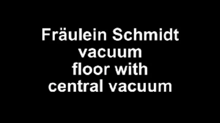 Fräulein Schmidt vacuum dirty floor with canister vacuum