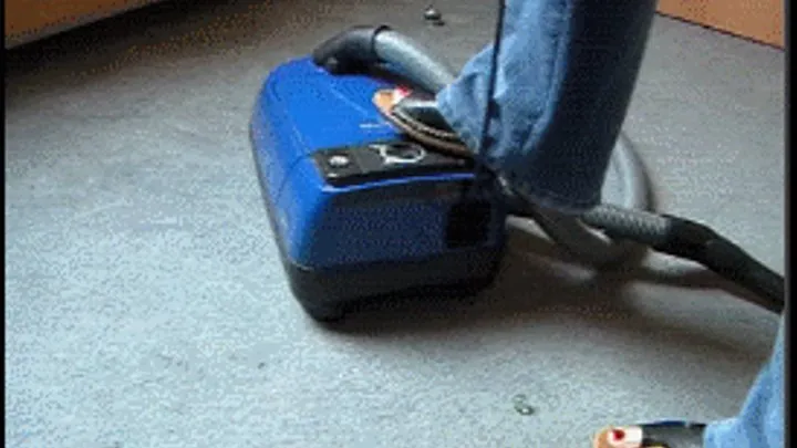 Fräulein Schmidt vacuuming toys with crystal tube