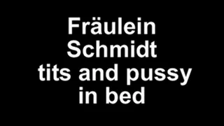 Fräulein Schmidt vacuum her tits and pussy in the bed
