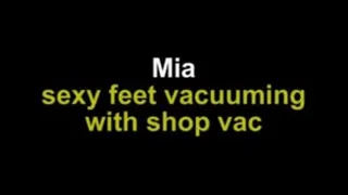 Mia sexy feet vacuuming with shop vac