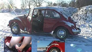 Volks on snowy road.