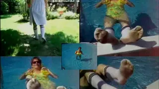 3 Striped Boot Socks in the Pool. part 1
