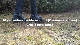 Aly crushes teddy in mud (demonia shoes)
