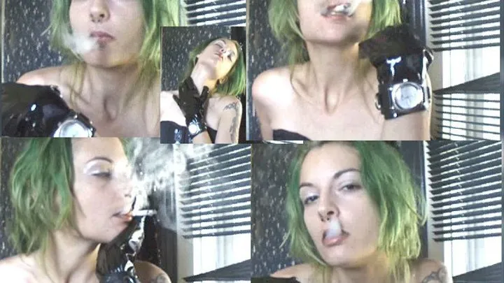 Vinyl Gloved Green Haired Smoke Doll