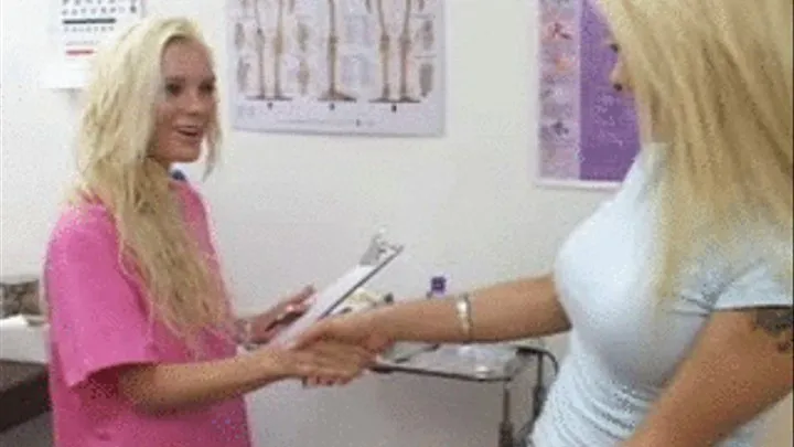 Nurse gives Rebecca her annual exam