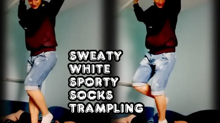 Sweaty White Sport Socks Trampling