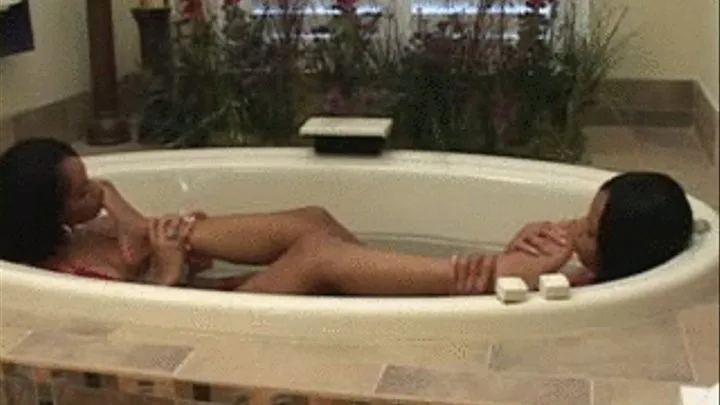 Ebony Duo Foot Worship In the Bath Tub