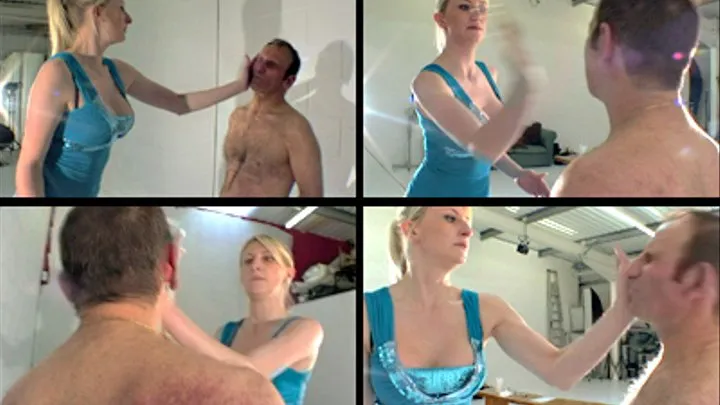 Slapping his gormless face - Mistress Katie Moore & Sloth