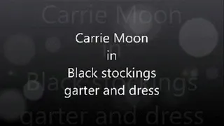 Carrie Moon in Black stockings, garter and black dress.. trying to get hubby to go out (apple version )