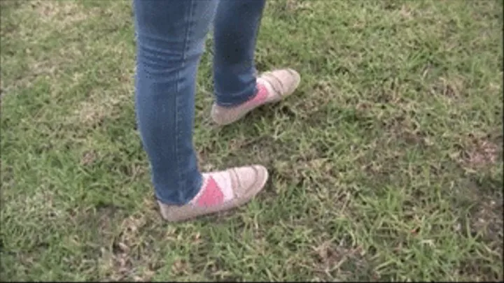 Well worn tan penny loafers & argyle socks ~ Heel crush