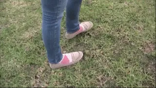 Well worn tan penny loafers & argyle socks ~ Heel crush