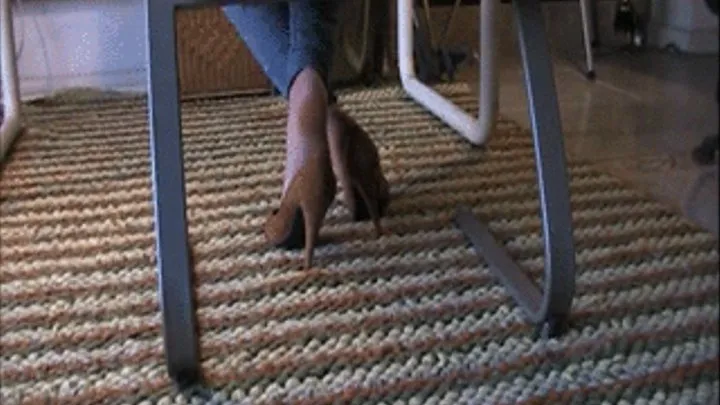 Brown suede high heels & nylons ~ Foot smelling 1a