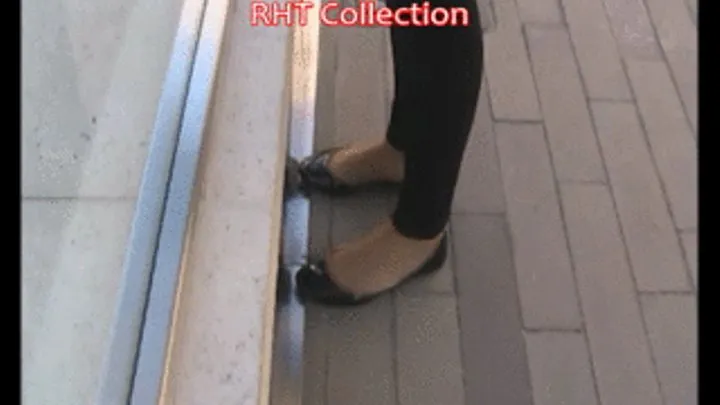 RHT Collection ~ Black patent flats & tan RHT nylond