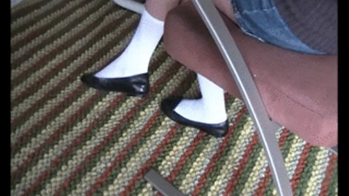 Schoolgirl black loafers & white socks @ desk FULL CLIP