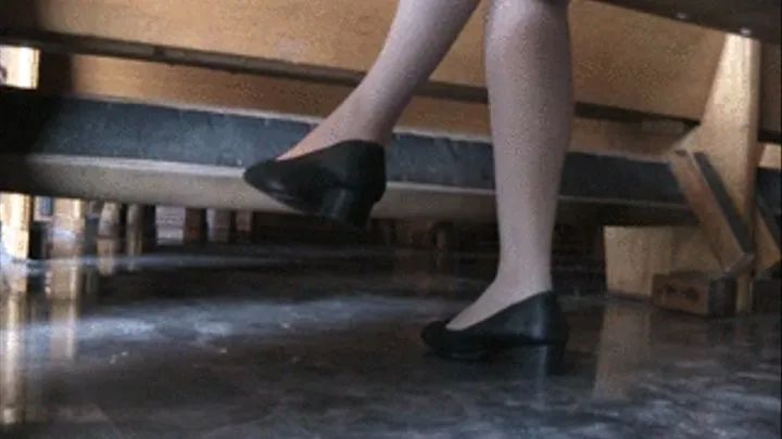 Low black heels & nylons at church